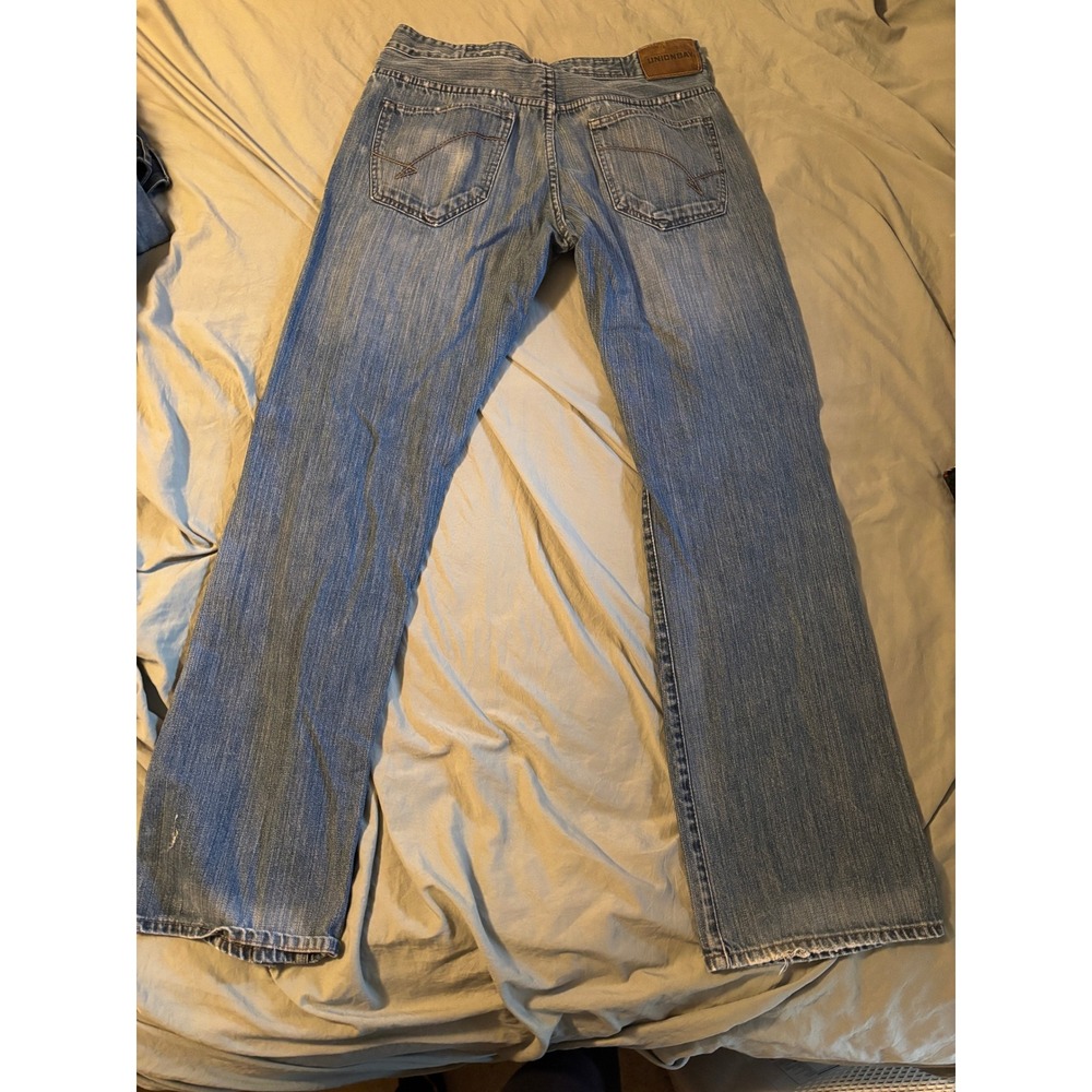 Unionbay Mens Distressed Straight Leg Blue Denim Jeans 34x34 Vintage Y2K Style - Picture 2 of 13